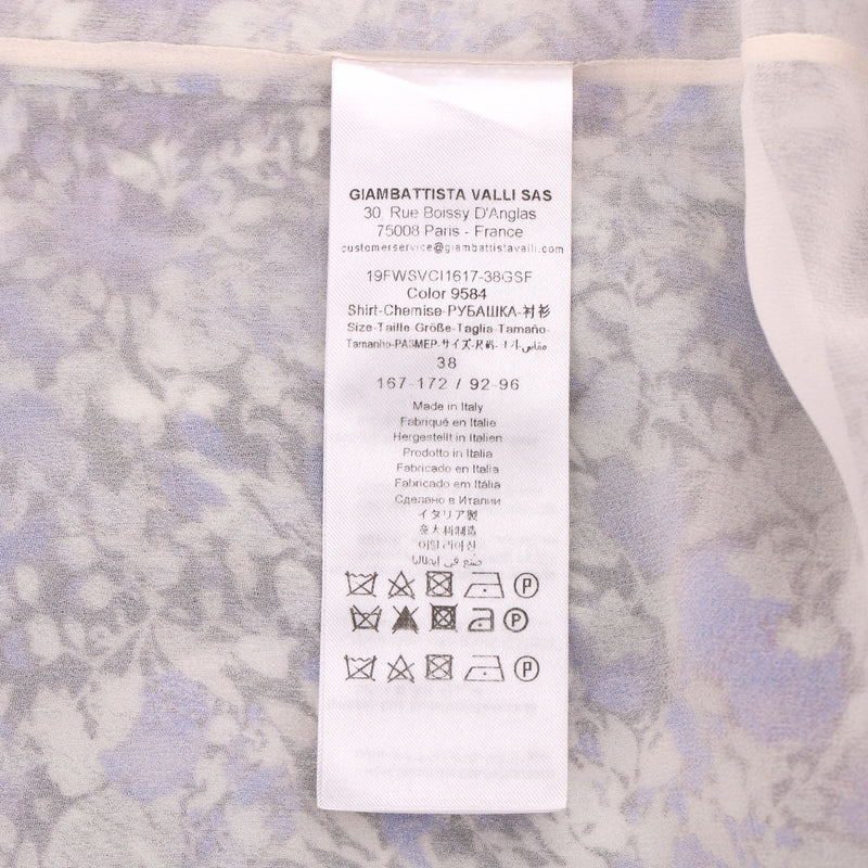 Giambattista Valli Silk Tie-Neck Floral Top. Size 38IT