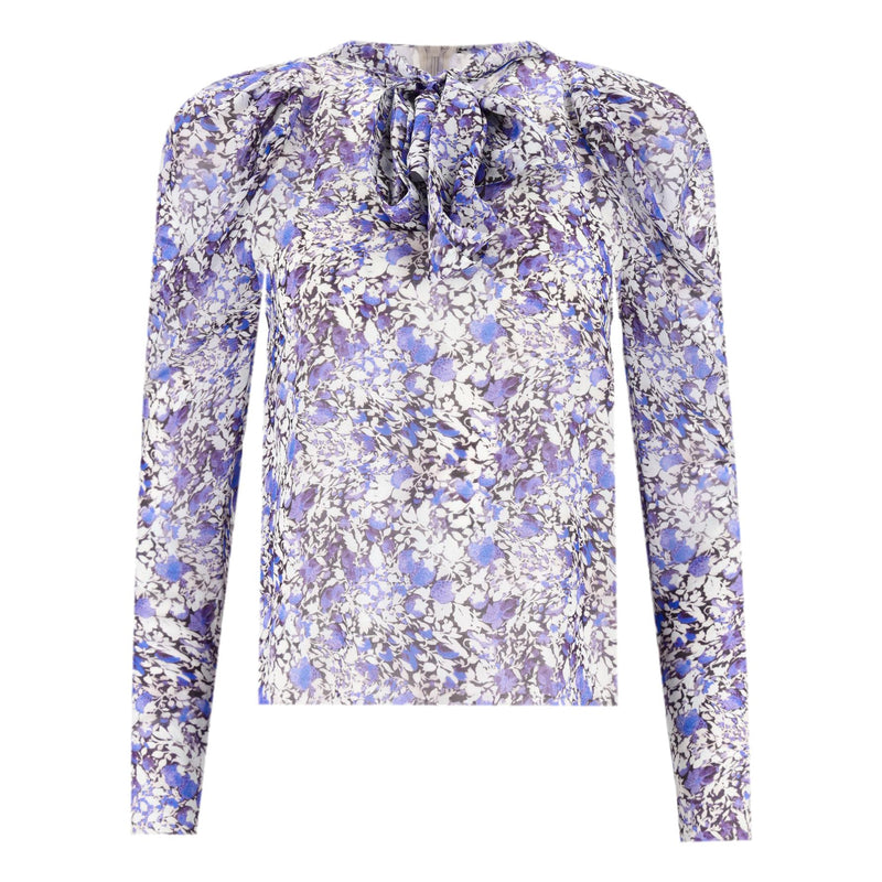 Giambattista Valli Silk Tie-Neck Floral Top. Size 38IT