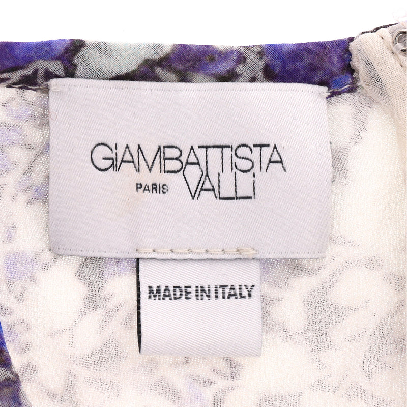Giambattista Valli Silk Tie-Neck Floral Top. Size 38IT