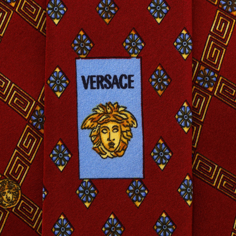 Ganni Versace Greca Print Silk Tie