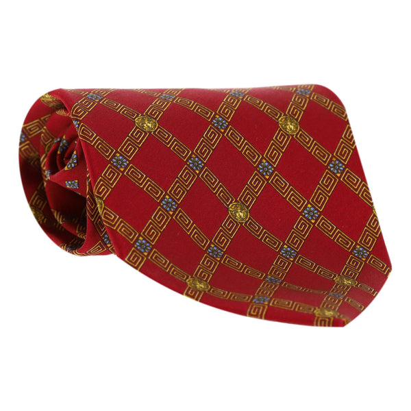Ganni Versace Greca Print Silk Tie