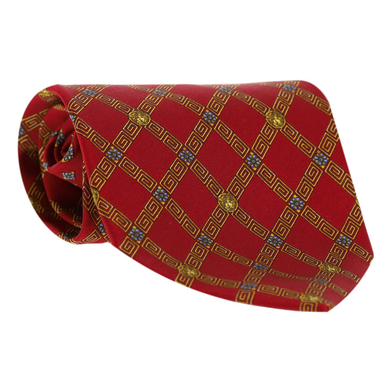 Ganni Versace Greca Print Silk Tie