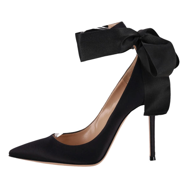 Gianvito Rossi Gala Bow Ankle-Wrap Tie Satin Heels. Size 38