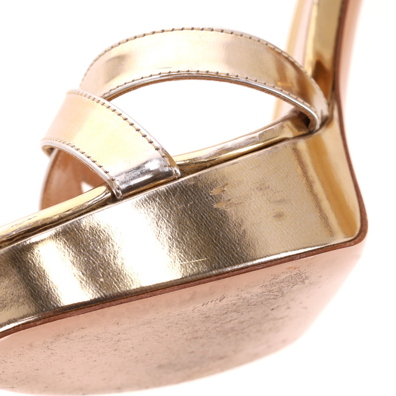 Gianvito Rossi Metalic Patent Leather Platform Sandals. Size 36