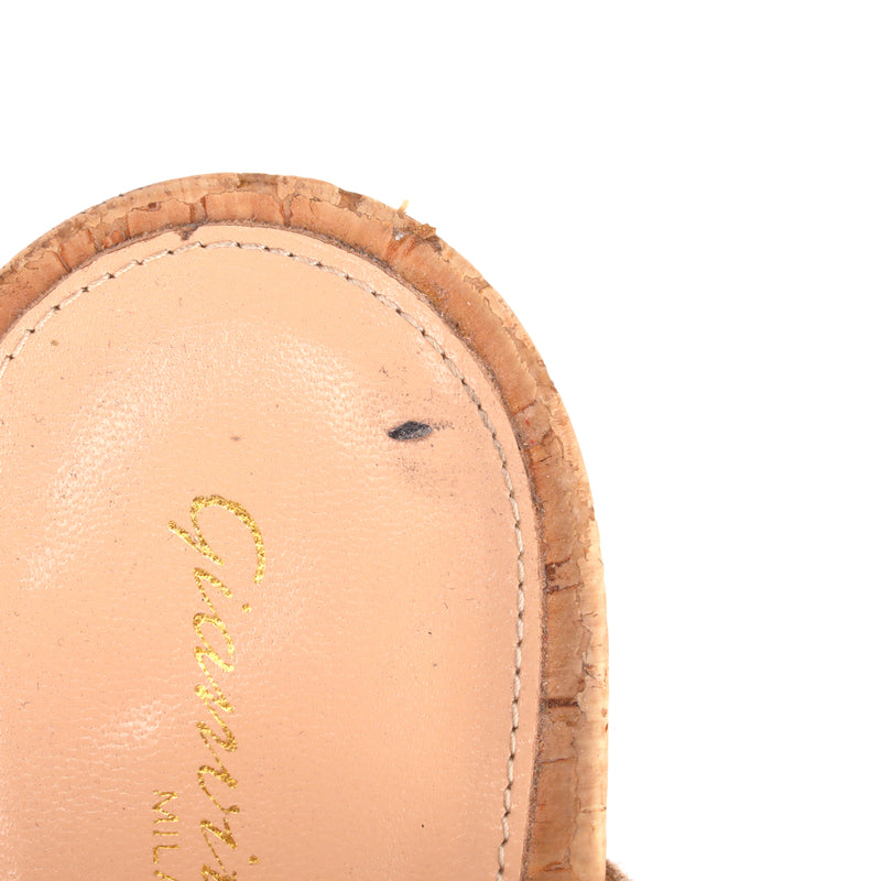 Gianvito Rossi Suede Cork Heeled Mules. Size 40