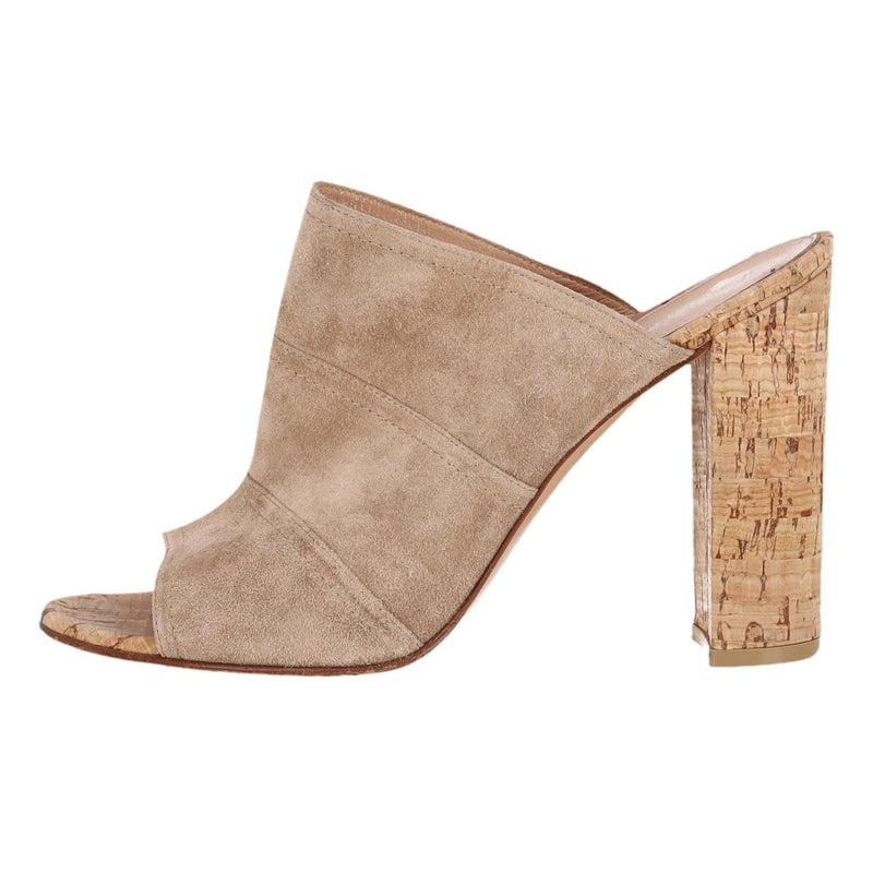 Gianvito Rossi Suede Cork Heeled Mules. Size 40