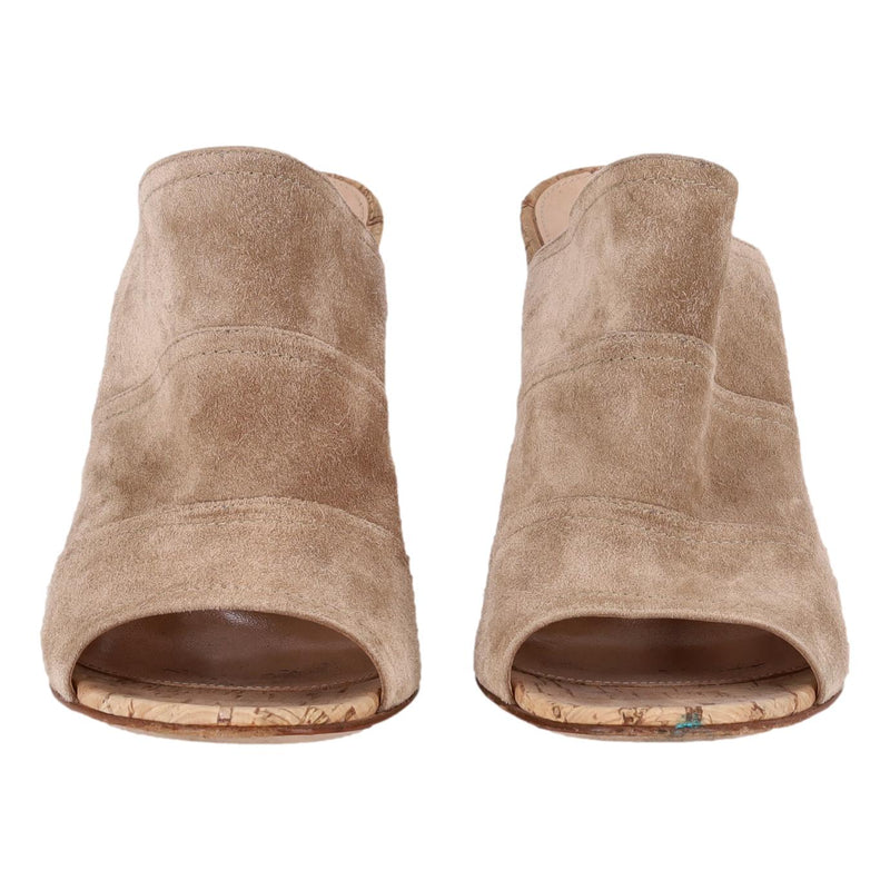 Gianvito Rossi Suede Cork Heeled Mules. Size 40