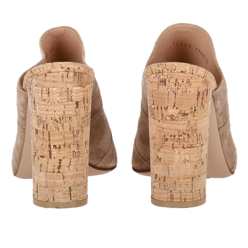 Gianvito Rossi Suede Cork Heeled Mules. Size 40