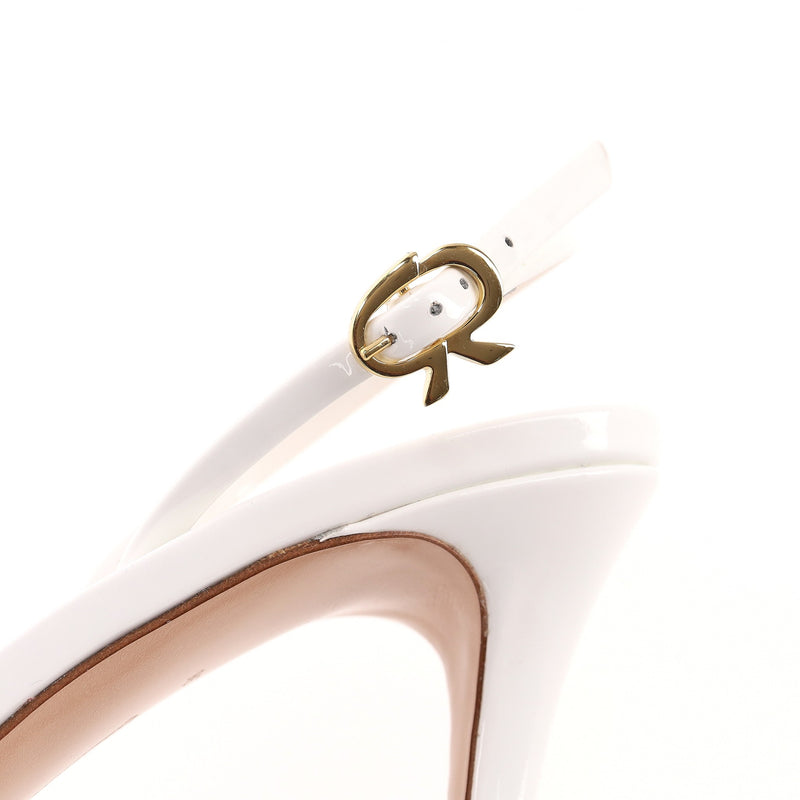 Gianvito Rossi Ribbon Buckle Patent Leather Sandals. Size 36