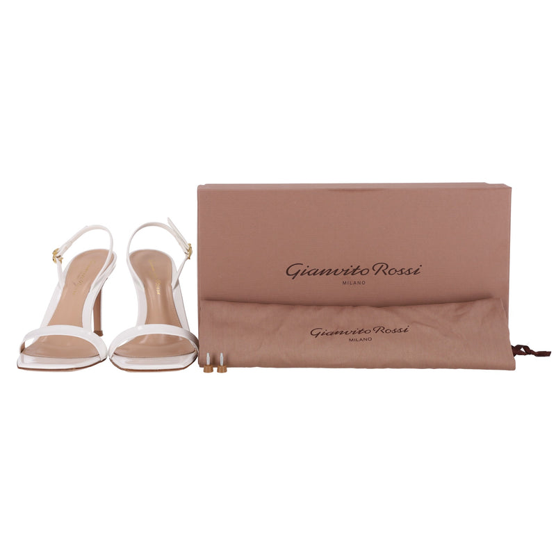Gianvito Rossi Ribbon Buckle Patent Leather Sandals. Size 36