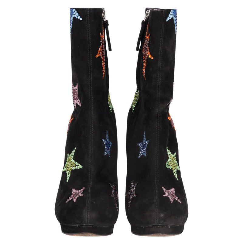 Giuseppe Zanotti Suede Boots With Crystal Stars Embellishment. Size 37.5