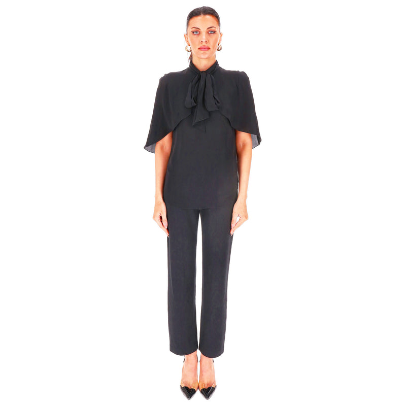 Givenchy Silk Neck-Tie Cape Top. Size 38FR