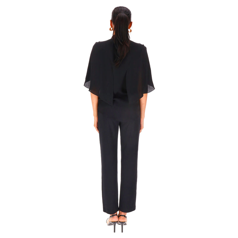 Givenchy Silk Neck-Tie Cape Top. Size 38FR