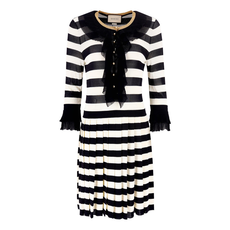 Gucci Striped Dress with 'GG' Pearl Buttons. Size L