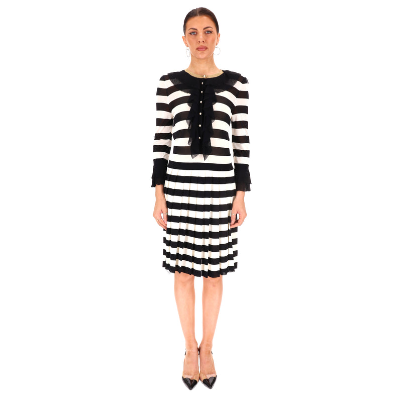 Gucci Striped Dress with 'GG' Pearl Buttons. Size L