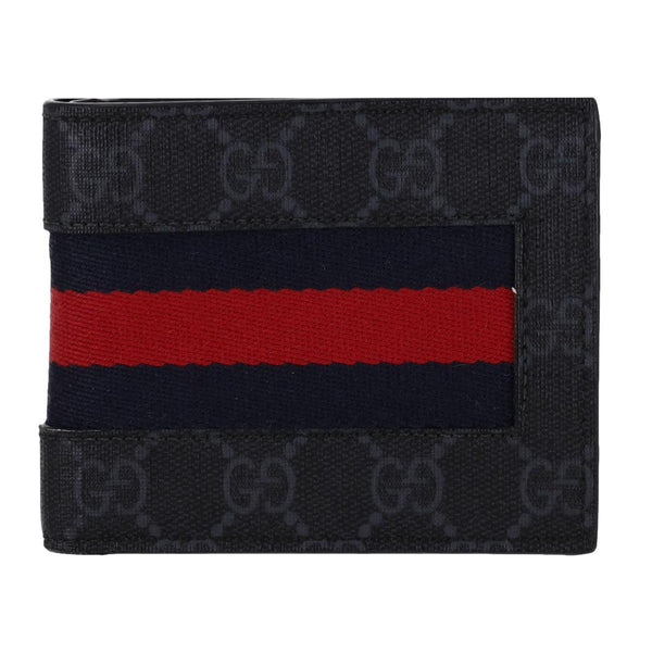 Gucci GG Supreme Monogram Web Stripe Bi-Fold Wallet