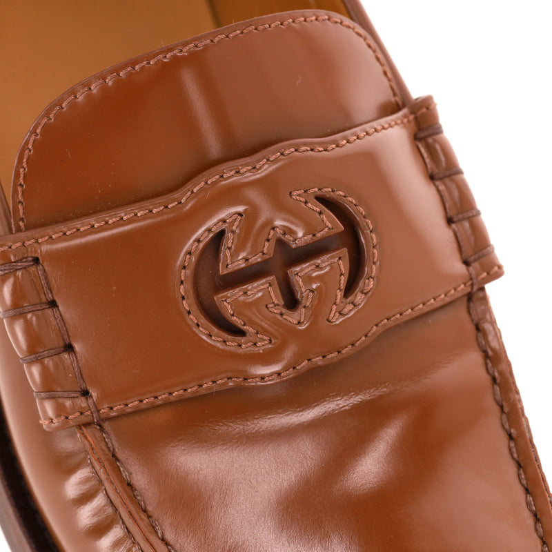 Gucci Millennial Ribot Cut-Out GG Logo Leather Loafers. Size 40.5