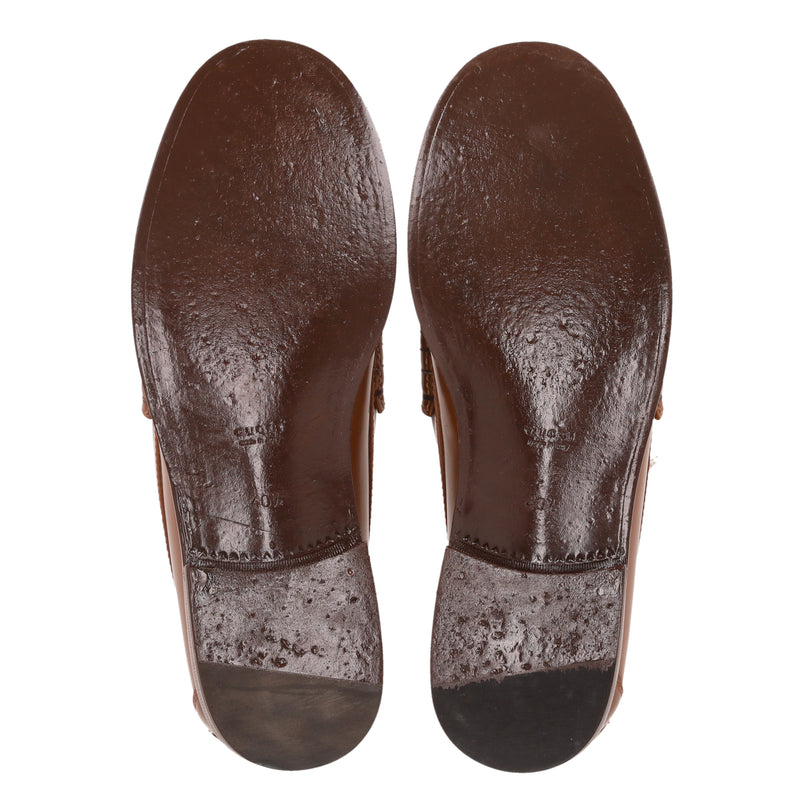 Gucci Millennial Ribot Cut-Out GG Logo Leather Loafers. Size 40.5