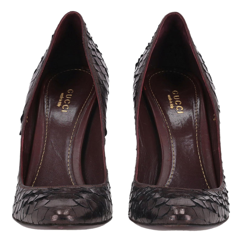 Gucci Metallic Python Skin Pumps With A Suede Heel. Size 38