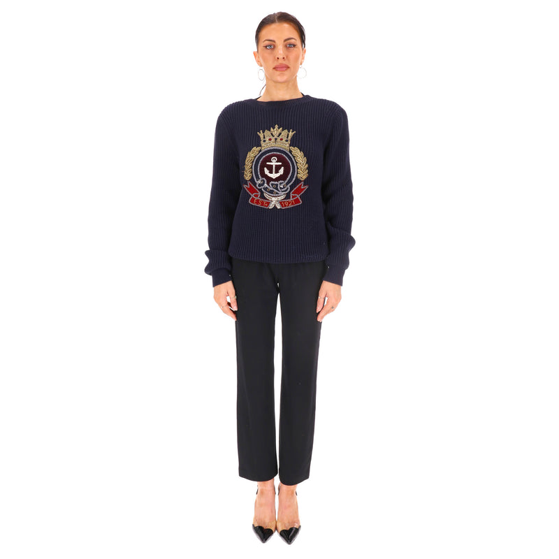 Gucci Anchor Crest Chunky Cotton Knit Jumper. Size M