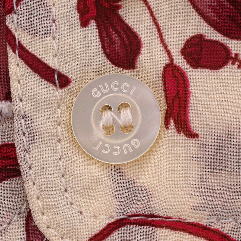Gucci Silk Floral Logo & Lace Panel Top. Size 40FR
