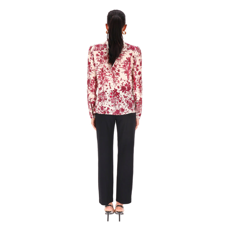 Gucci Silk Floral Logo & Lace Panel Top. Size 40FR