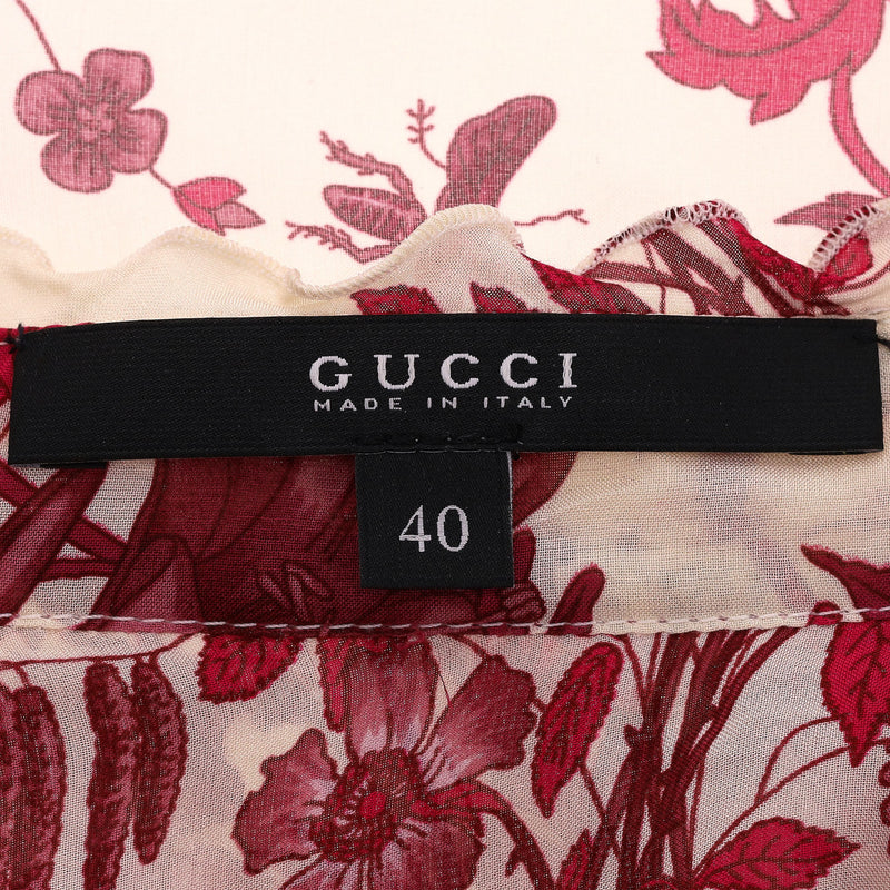 Gucci Silk Floral Logo & Lace Panel Top. Size 40FR