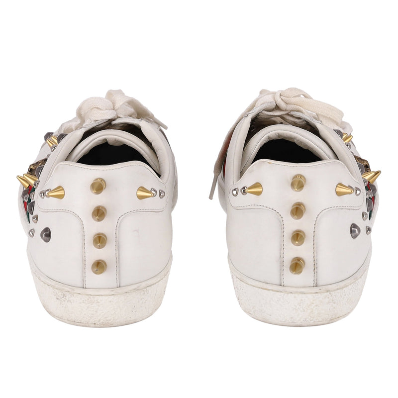 Gucci Ace Punk Web Studded Leather Sneakers. Size 45