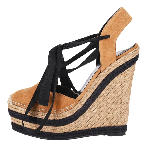 Gucci Suede Espadrille Wedge Sandals. Size 36.5