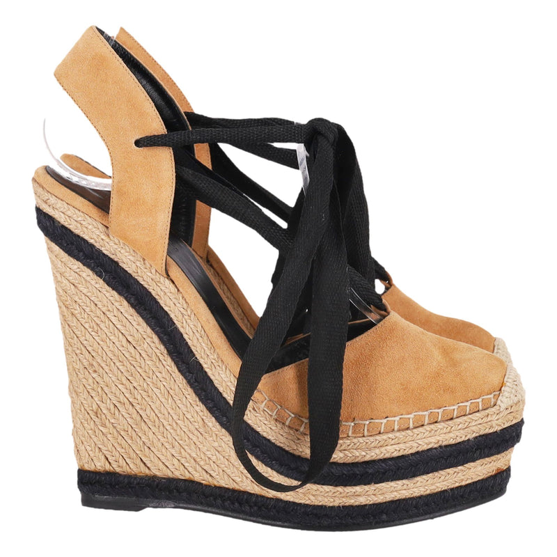 Gucci Suede Espadrille Wedge Sandals. Size 36.5