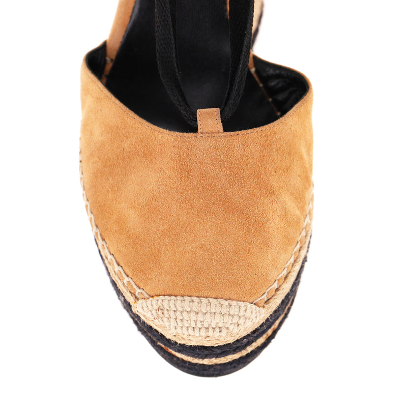 Gucci Suede Espadrille Wedge Sandals. Size 36.5