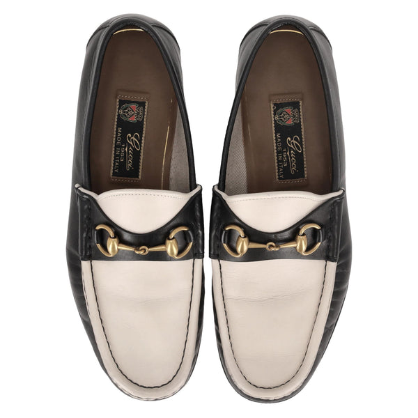 Gucci Two-Tone Roos Horsebit Leather Loafers. Size 39