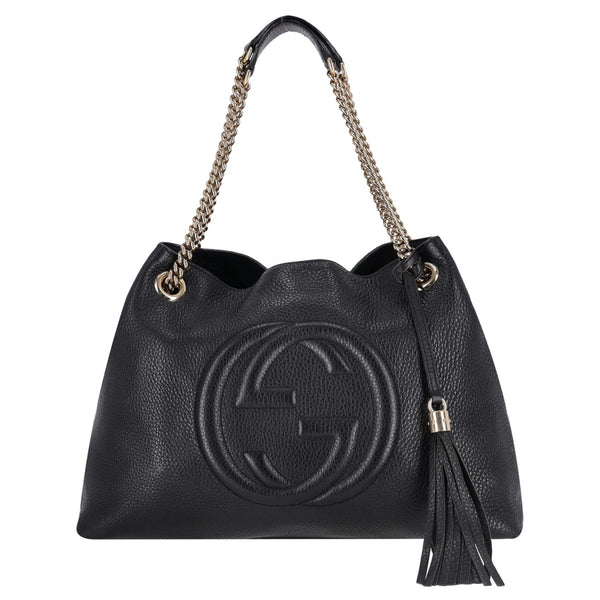 Gucci Soho GG Logo Embossed Leather Tote Bag