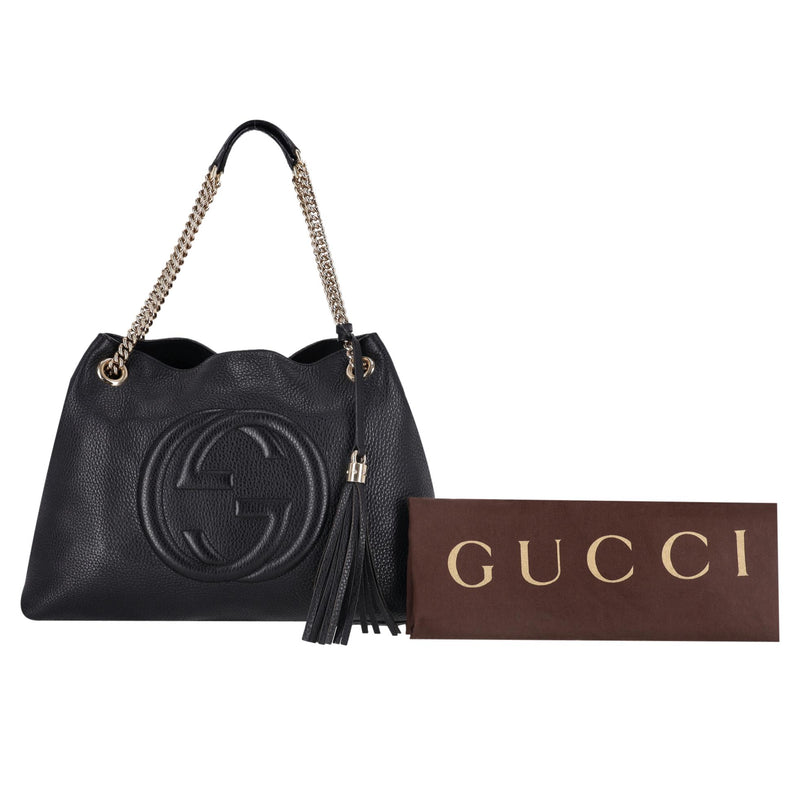 Gucci Soho GG Logo Embossed Leather Tote Bag