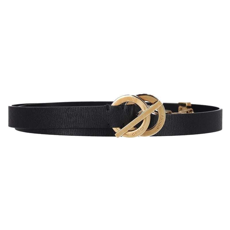 Gucci Leather & Chain T-Bar Ring Belt