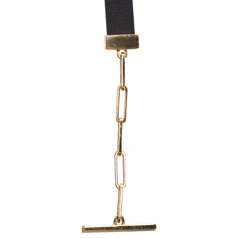 Gucci Leather & Chain T-Bar Ring Belt