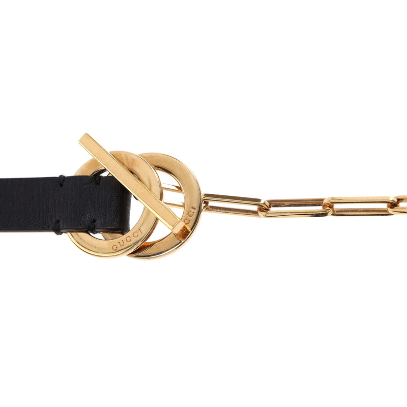 Gucci Leather & Chain T-Bar Ring Belt