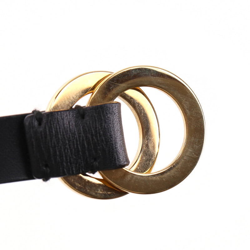 Gucci Leather & Chain T-Bar Ring Belt