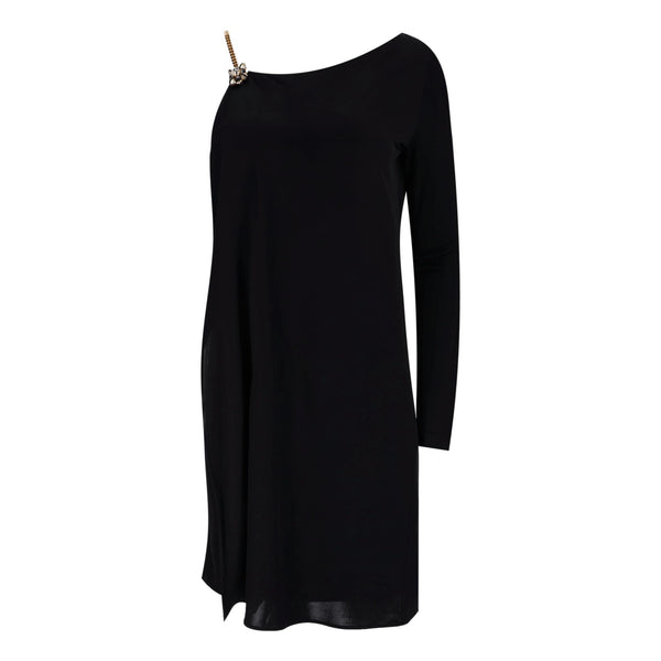 Gucci One-Shoulder Brooch & Chain Strap Detail Dress. Size S