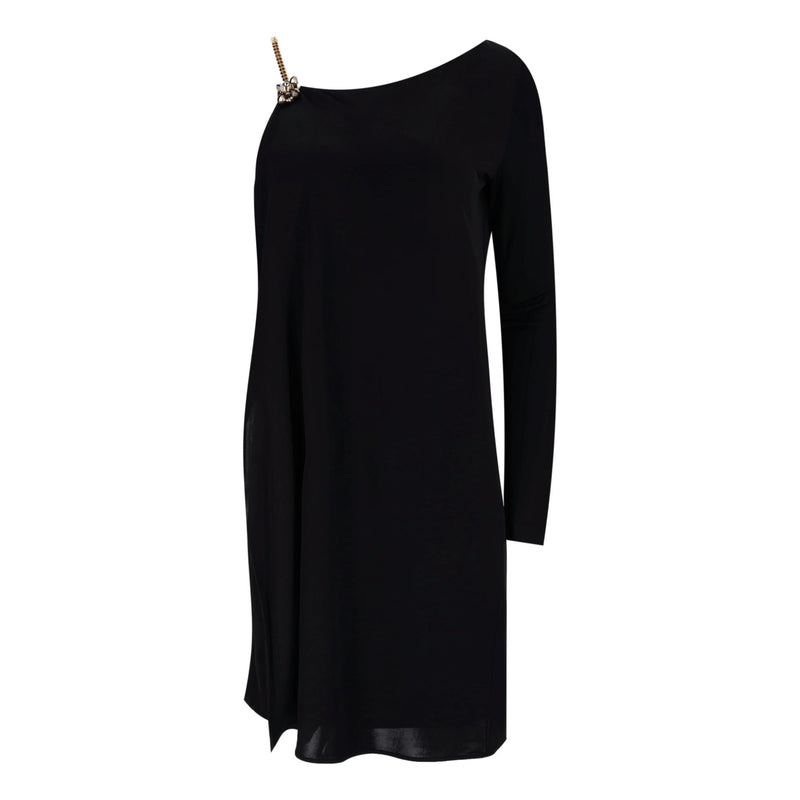 Gucci One-Shoulder Brooch & Chain Strap Detail Dress. Size S