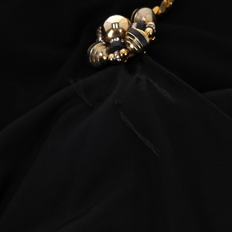 Gucci One-Shoulder Brooch & Chain Strap Detail Dress. Size S
