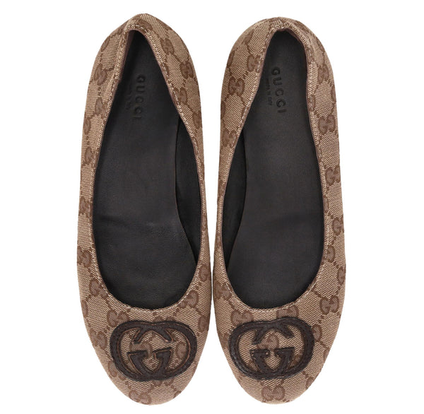 Gucci 'GG' Monogram Canvas Ballet Flats. Size 39