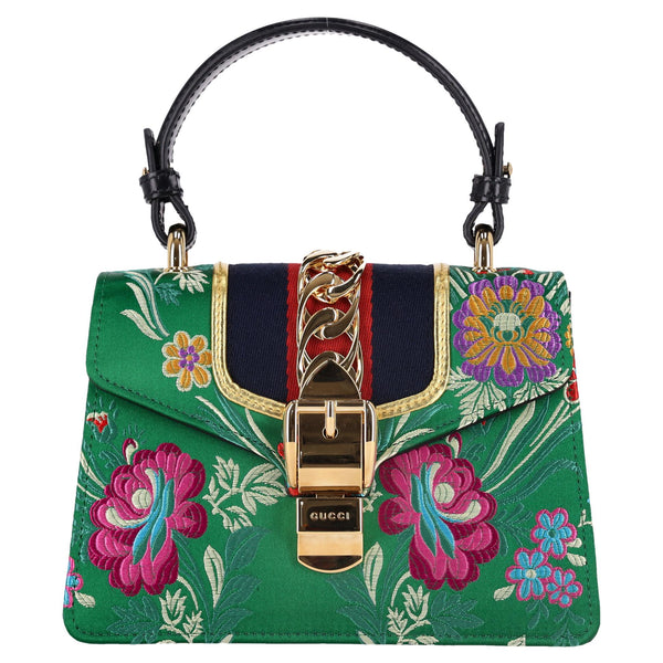 Gucci Floral Jacquard Sylvie Small Top Handle Bag