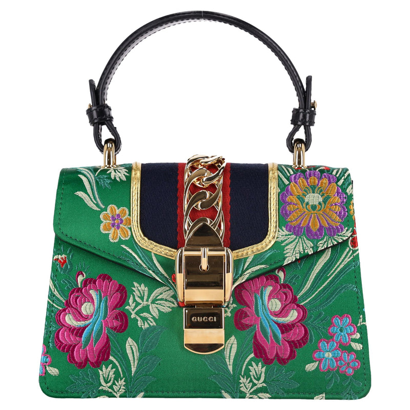 Gucci Floral Jacquard Sylvie Small Top Handle Bag