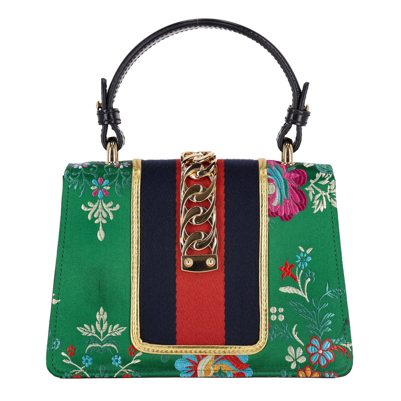 Gucci Floral Jacquard Sylvie Small Top Handle Bag
