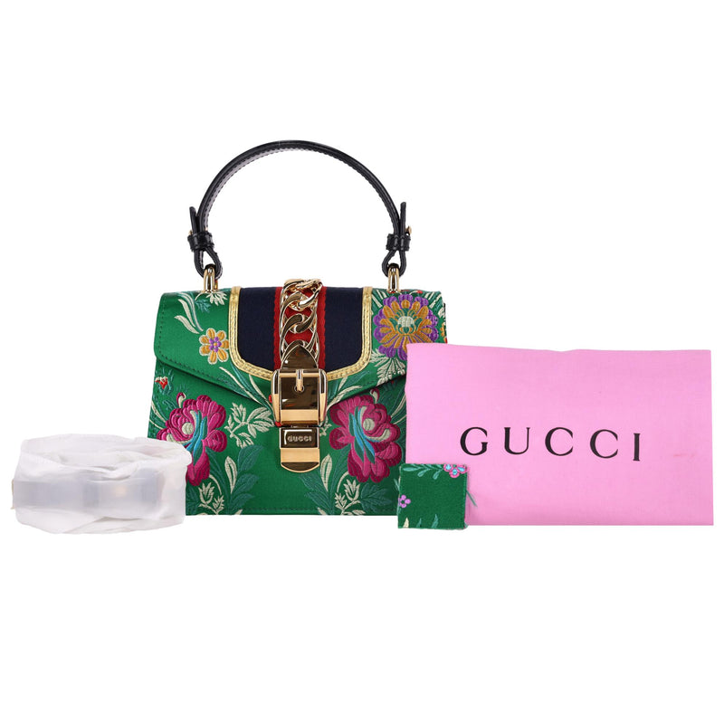 Gucci Floral Jacquard Sylvie Small Top Handle Bag