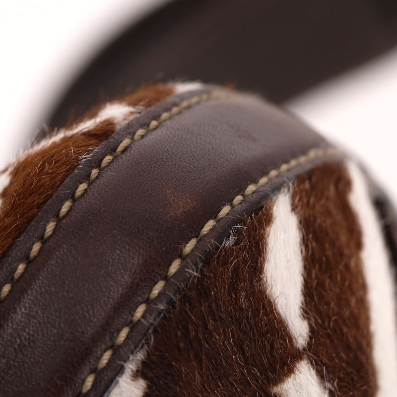 Gucci Vintage Zebra Pony Hair & Leather Hobo Bag With A Horsebit Buckle