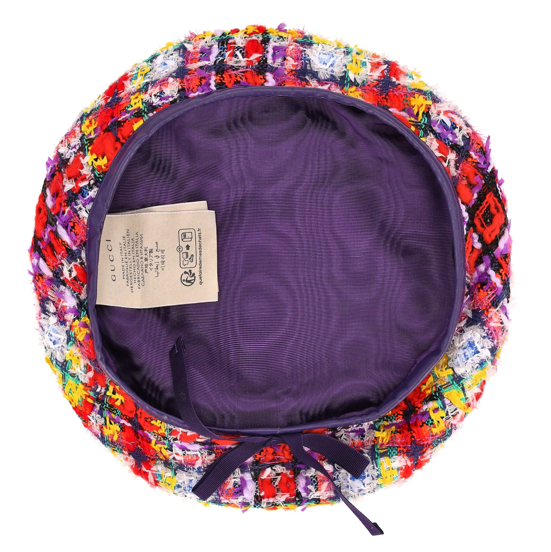 New $850 Gucci Women Checked Tweed Beret Hat Size M Gucci Tweed Beret Hat - Red Hats, Accessories - GUC1627209  main image 2