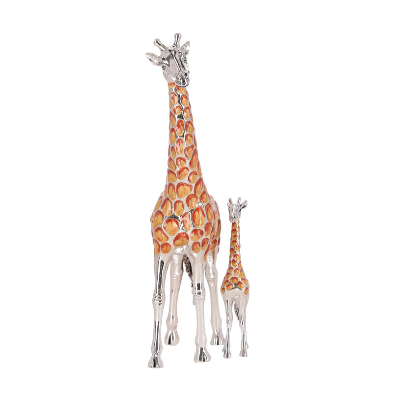 Saturno Set Of Two Hand Enamelled 925 Sterling Silver Giraffe Ornaments