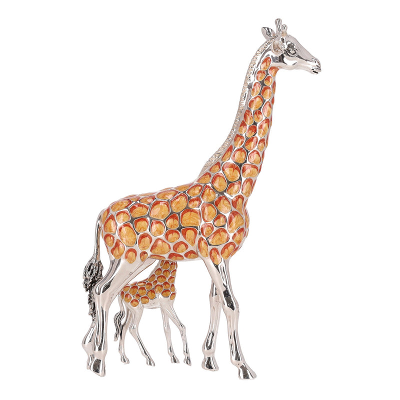 Saturno Set Of Two Hand Enamelled 925 Sterling Silver Giraffe Ornaments